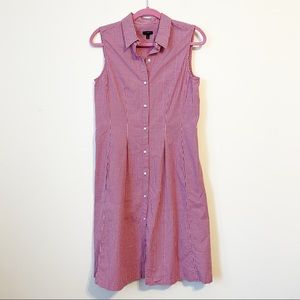 Talbots Pink Gingham Midi Sleeveless Dress